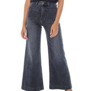 Rollas Womens Sailor High Rise Wide Leg Jeans Comfort 80s Black Size 30